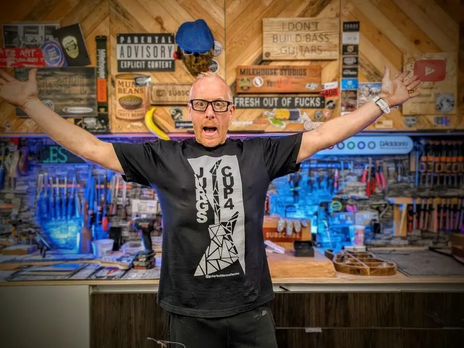 Paul wearing Jurgs Cup merch